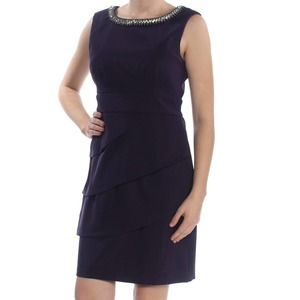 Connected Apparel Dark Blue Sleeveless Cocktail Dress w/ Rhinestones Size 18W
